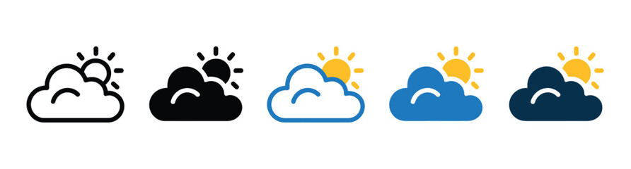 Fototapeta premium Climate capture icon set featuring cloud, sun, monitoring grid and atmospheric data symbols in multiple vector styles. 