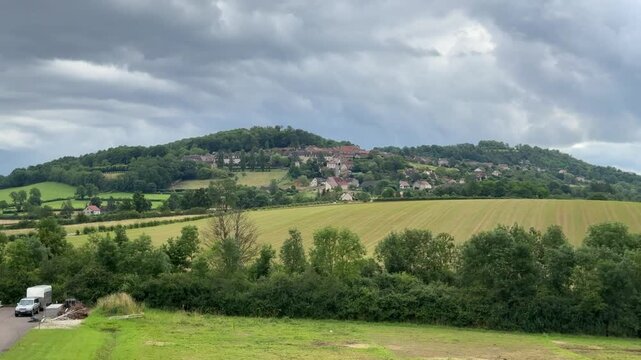 Fields of Alesia France with Historic Gallic Battlefield Landscape View