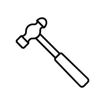 Black line art hammer tool icon.