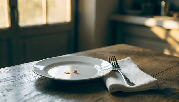 Small cake piece on plate  with fork

