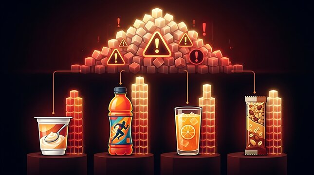 Hidden sugar levels in common processed foods and drinks