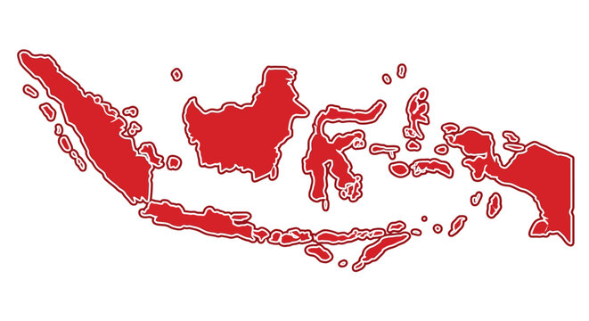 Indonesia Map Flat Vector Illustration Isolated on White Background