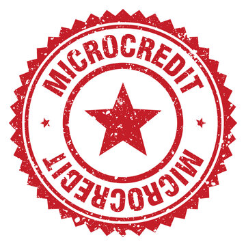 microcredit red grunge round stamp. microcredit stamp