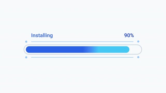 Flat vector illustration of a modern installing progress bar with percentage indicator, representing software installation, loading, setup progress, processing, and system status.