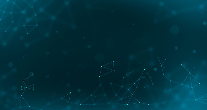 Abstract Digital Technology Network Background with Connected Dots Lines and Futuristic Blue Data Connection