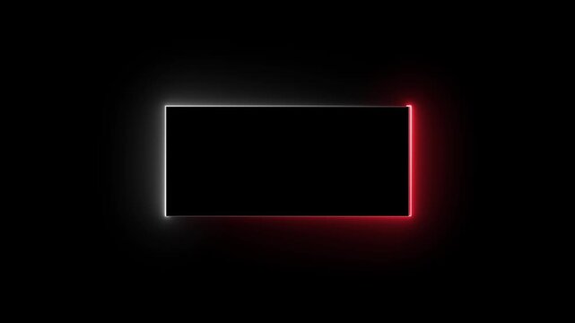 Red and white neon glowing rectangle frame border animation on black background