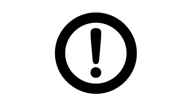 Minimal black silhouette icon, simple flat vector, bold black shape, no gradients, no shading exclamation mark icon inside a circle on a, flat icon style
