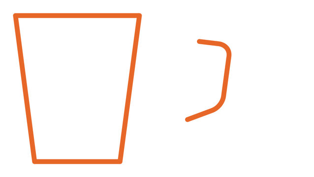 This clean flat vector line icon presents a simple diner coffee mug for breakfast menus, loyalty cards, cafe wayfinding, and beverage interface elements.