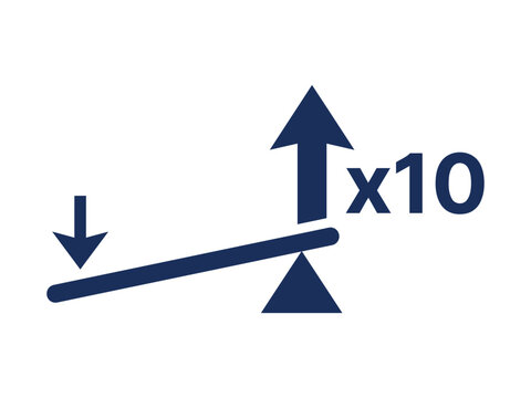Financial leverage trading x10 multiplier effect concept icon vector.