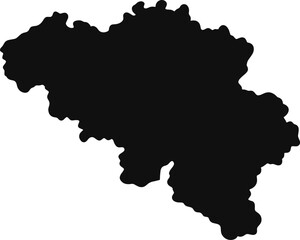 Obraz premium Belgium Map Solid Black Silhouette