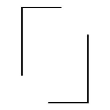 Minimalist abstract geometric background with black lines and open frame structure on white background