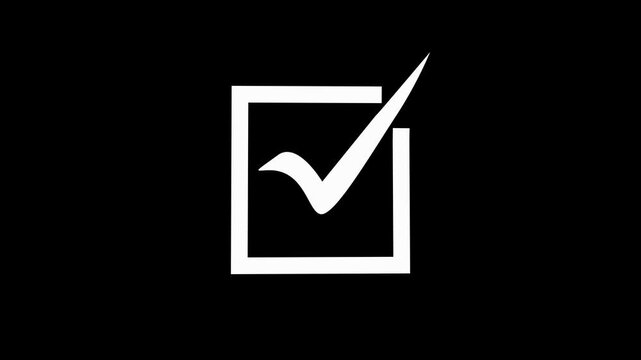 Check mark inside a square box simple approval icon for tasks confirmation and completed status animation