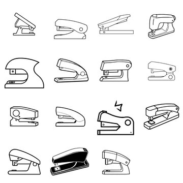 Stapler Open Centered Icon Design Outline on White Background