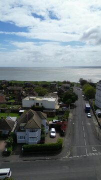 Aerial Footage of British Tourist Attraction at Ramsgate Beach and Ocean City at West Cliffs Kent, England, United Kingdom. Drone Camera Footage Was Captured on April 21st, 2024
