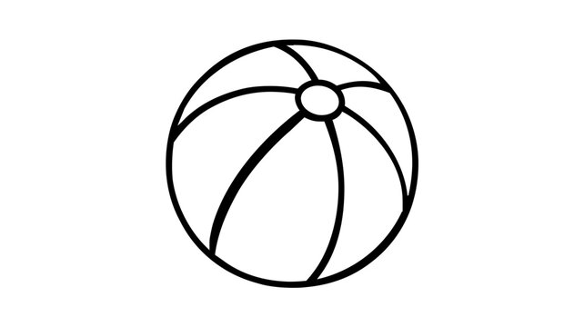 Clean flat vector line icon of a cheerful beach ball, suited to vacation itineraries, family resort maps, pool party invites, and leisure app menus.