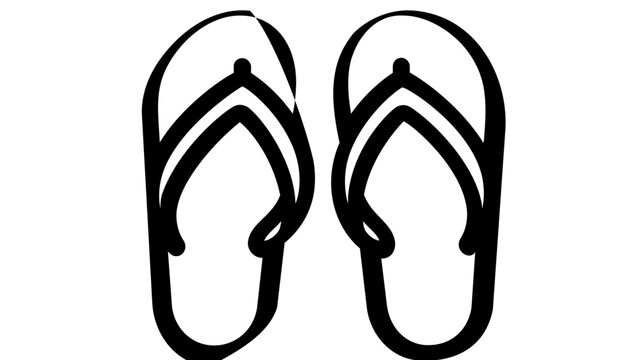 Simple clean flat vector line icon of casual flip flops, suited to pool rules, seaside activity lists, resort brochures, and warm weather UI.