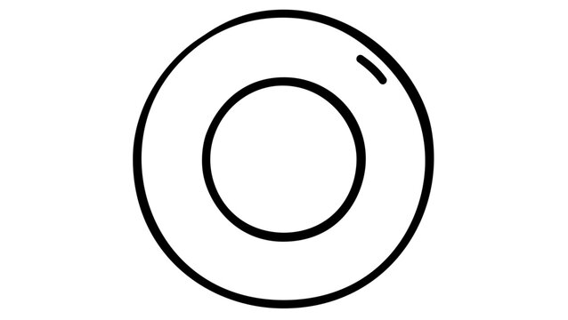 Minimalist clean flat vector line icon showing a round pool float for water park signage, vacation flyers, swimming lessons, and family leisure UI.