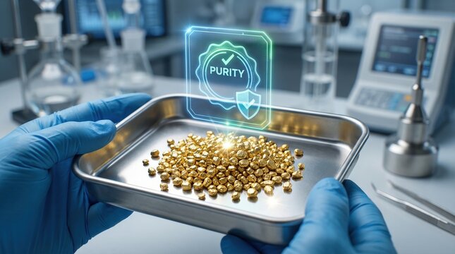 Pure gold extraction in mining industry shows wealth and economic value with factory manufacturing process high purity and quality