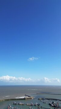 Aerial Footage of British Tourist Attraction at Ramsgate Beach and Ocean City at West Cliffs Kent, England, United Kingdom. Drone Camera Footage Was Captured on April 21st, 2024