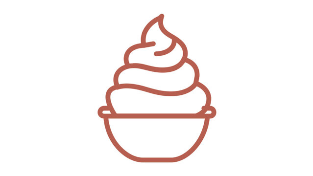 Clean flat vector line icon of a frozen yogurt cup for dessert services, ideal for mobile menus, shop decals, packaging marks, and flavor promotions.