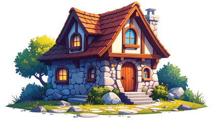 Fototapeta premium Small house with stone walls.