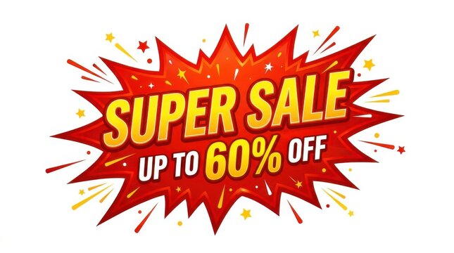 Super sale discount explosion banner up to sixty percent off