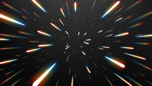 Light Speed Warp Tunnel Background, Vector Illustration