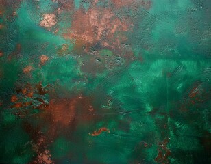 Naklejka premium green copper patina background with weathered metallic texture top view for design projects