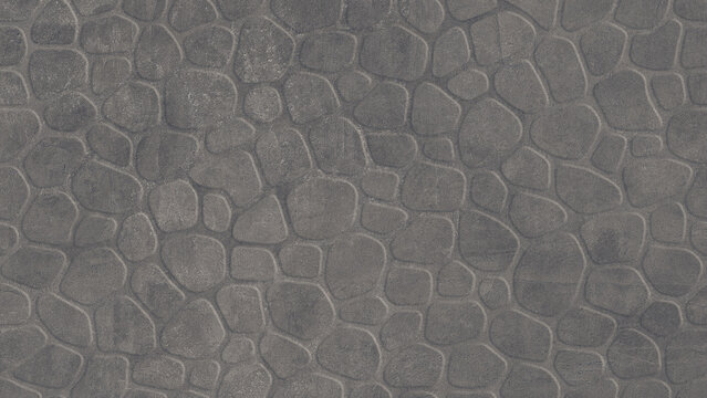 Cobblestone pattern dark grey stone texture, seamless pavement background for architectural design, textured basalt rock floor surface