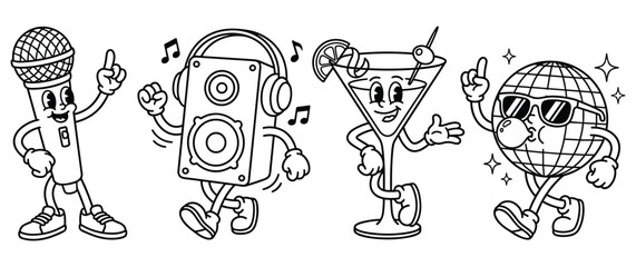 Musical elements dancing and having fun at party. © GW