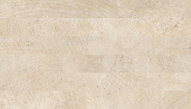 Beige travertine stone texture background, natural limestone marble surface with linear patterns, warm sand colored rock wall for interior design