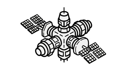 Space station with solar panels for orbit research and exploration © jidan