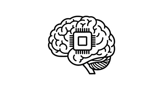 Human brain with integrated computer chip concept