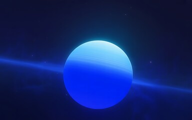 Fototapeta premium Beautiful Glowing Blue Planet Floating In Deep Space Scenery
