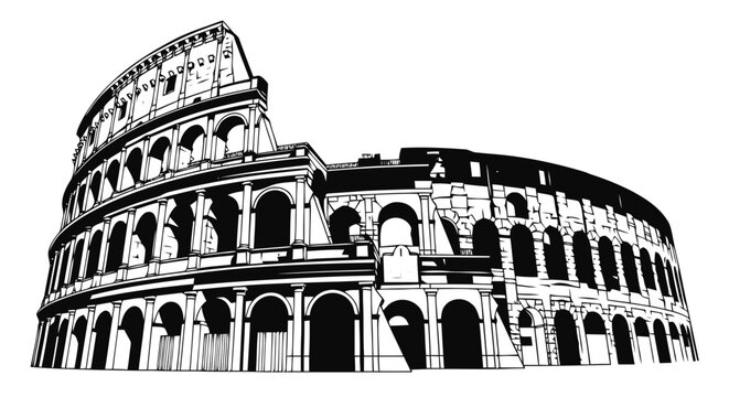 Vector illustration of colosseum, ancient roman amphitheater in rome, italy, vector illustration on a transparent background