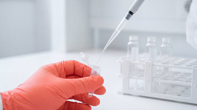 Precision pipetting into microcentrifuge tube during molecular biology sample preparation