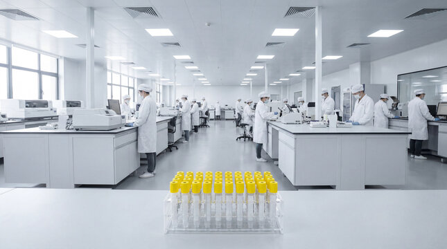 Clinical laboratory team processing diagnostic samples in a modern testing facility