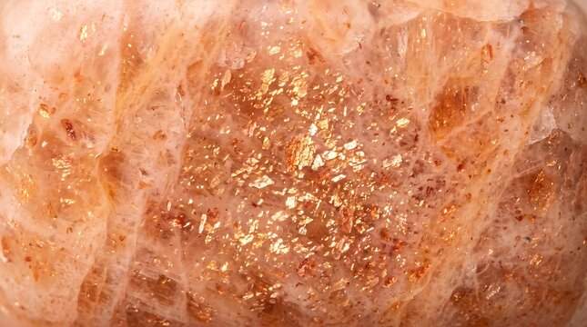 Macro sunstone texture with sparkling golden inclusions