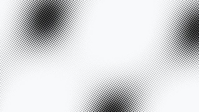 Abstract seamless loop of black halftone dot grid on white background