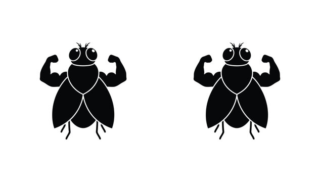  Screw Worm Fly Cartoon Character Featuring Strong Muscles, Cochliomyia Macellaria Insect, and Parasitic Larvae Biology Theme