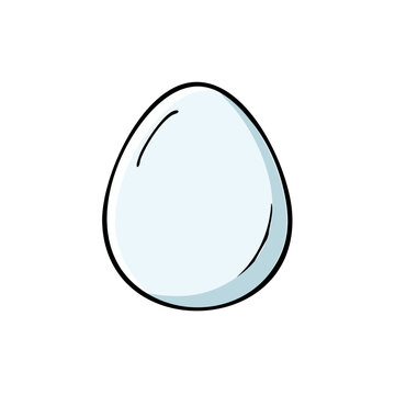 Simple Hand Drawn Illustration of a Plain White Egg with Outline