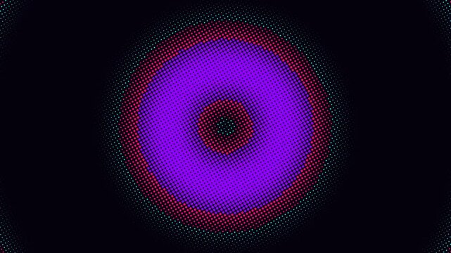 Abstract Background seamless loop of pulsating halftone dot circles on black