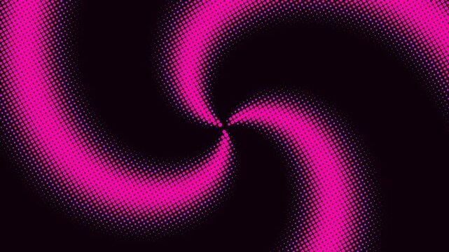 Vertical Abstract Background  seamless loop of spinning halftone dot pink spiral on black