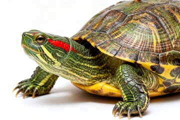 Obraz premium Close-up of a Colorful Red-eared Slider Turtle