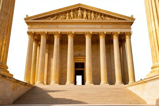 Grand Neoclassical Building with Golden Columns