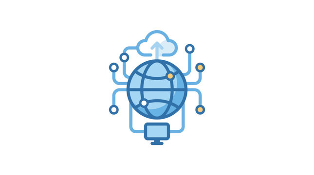 Global network connection with cloud computing and digital data transfer