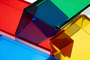 Fototapeta premium Vibrant Colorful Plastic Cubes in Close-Up