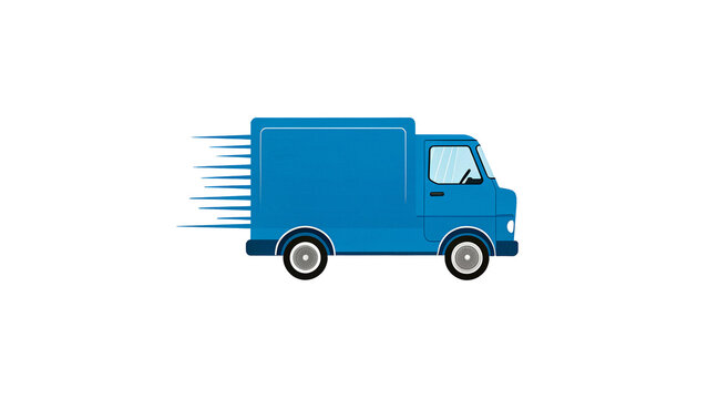 Small blue delivery van truck icon isolated on a transparent background cargo logistics sign