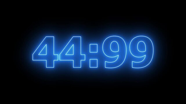Neon 50 Seconds Timer Countdown Animation with Glowing Futuristic Digital Clock, Cyber HUD Interface, Sci-Fi Technology Background, Modern Time Counter Motion Graphics Loop