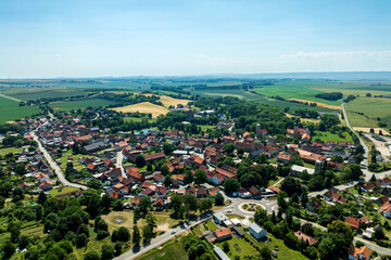 Obraz premium Drone view of Osterwieck Zilly in the Harz district, Saxony Anhalt, Germany